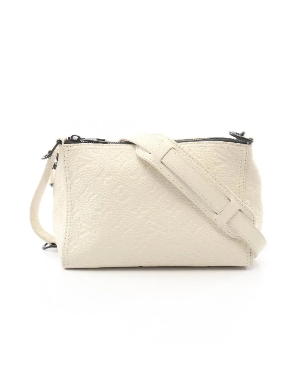 Louis Vuitton Shoulder Bag Triangle Messenger 2-Way White Leather
